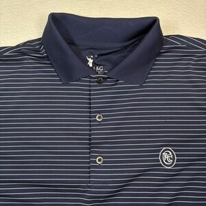 FG Tech Cherokee Town Country Club Golf Polo Shirt Men Large Blue Striped Preppy